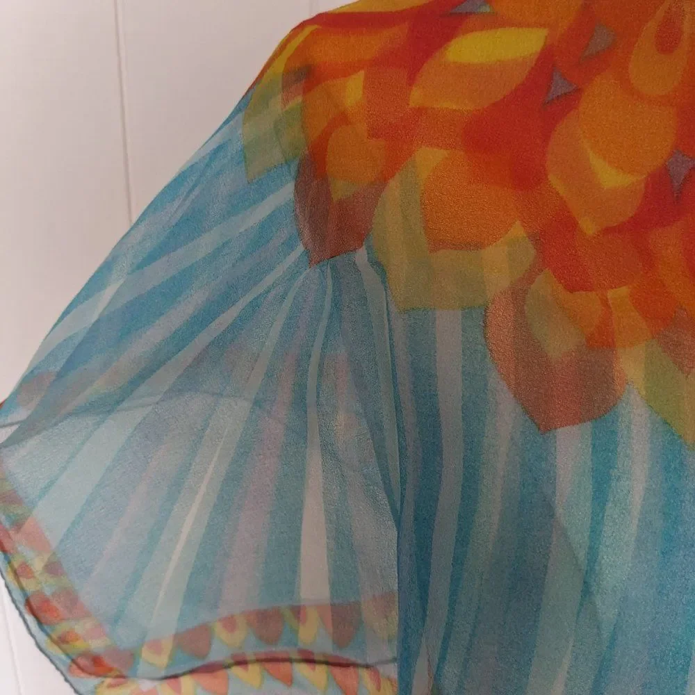 Flower, Sunburst Chiffon Scarf - Beautiful - Sheer - Unique